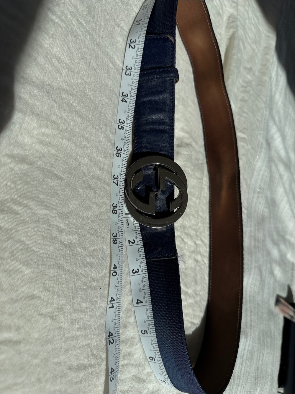 Gucci Navy Web Belt with Silver Double G Buckle - Picture 12 of 12
